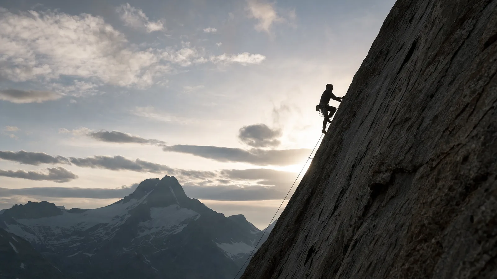 Un grimpeur en chausson rouge pose la pointe sur une micro-prise de granite gris sur une dalle quasi verticale ensoleillée, bassin centré au-dessus du pied